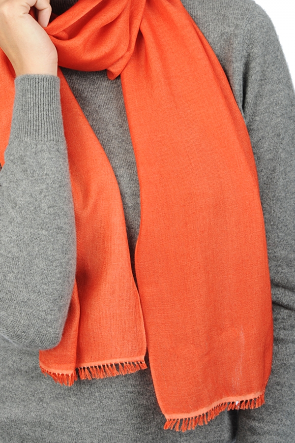 Cashmere & Seta cashmere donna sciarpe foulard scarva arancio solare 170x25cm